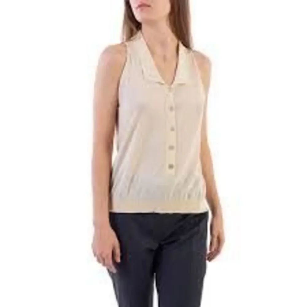 Stella McCartney Collared Sleeveless Sweater Vest Soft Pastel Yellow 100% Cotton